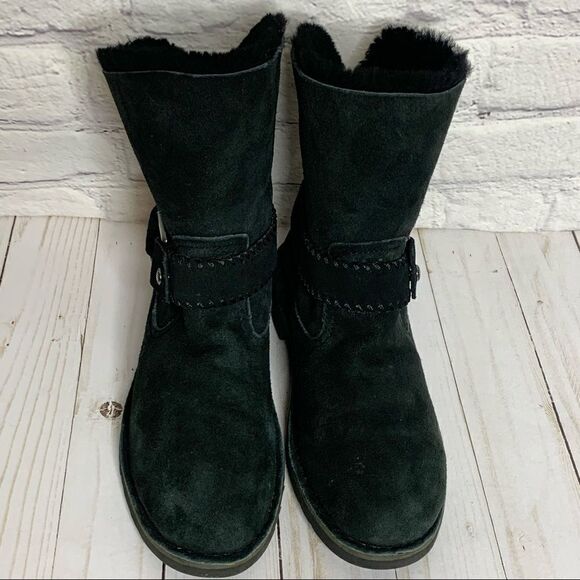 Ugg Cedric Black fur lined leather boots - Picture 5 of 16